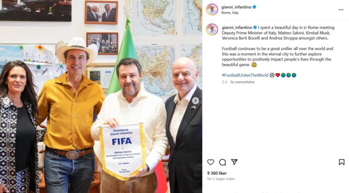Nå flørter Infantino åpenlyst med Musk og høyreekstreme i Italia